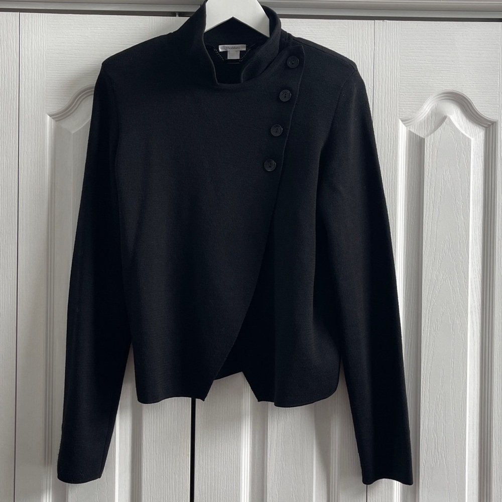 MaxMara Black Asymmetrical Cardigan L